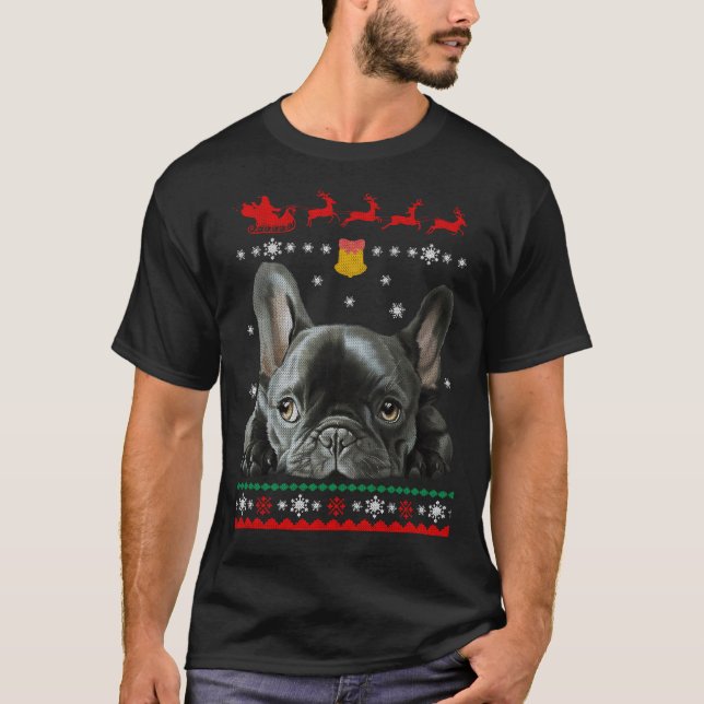 Camiseta Bulldog francés| Feliz Navidad con francés (Anverso)