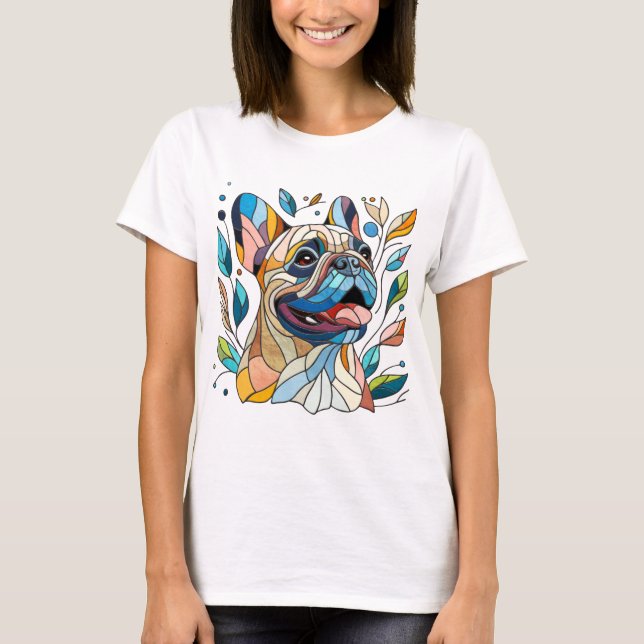 Camiseta Bulldog francés - Frenchie - mosaico colorido (Anverso)
