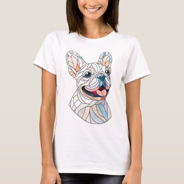 Camiseta Bulldog francés - Frenchie - mosaico pastel (Anverso)