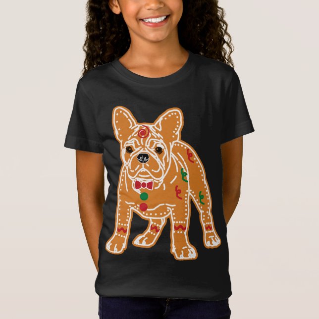 Camiseta Bulldog francés Gingerbread Dog Pet Lovers Christm (Anverso)