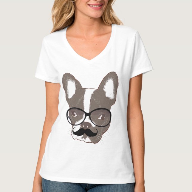 Camiseta Bulldog francés Guay Mustache (Anverso)