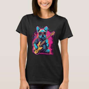 Camiseta Bulldog Francés Guitarra Eléctrica Música Rock 1