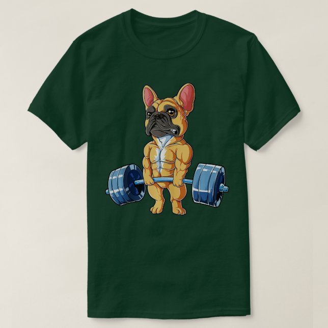 Camiseta Bulldog francés Halterofilia Fawn Deadlift Fitness (Diseño del anverso)