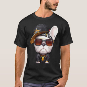 Camiseta Bulldog Francés Hip Hop Super Star Con Gorra Y Sol