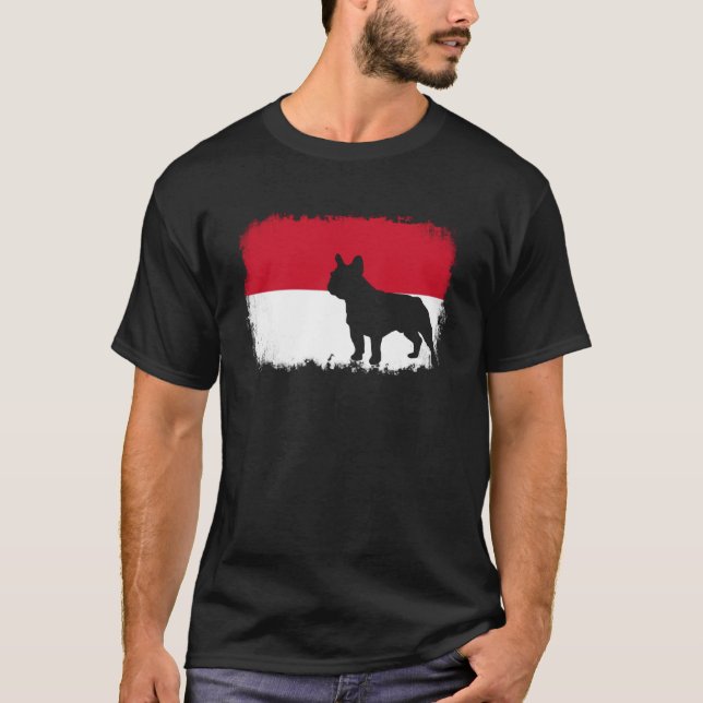 Camiseta Bulldog francés Indonesia Bandera indonesia french (Anverso)