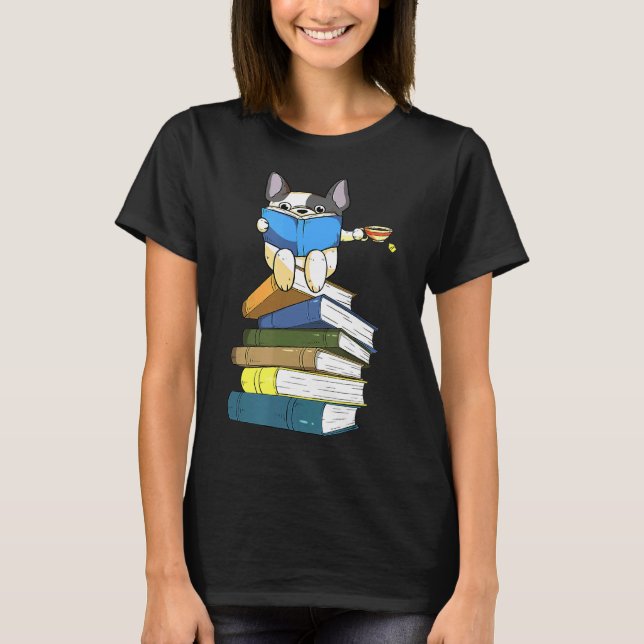 Camiseta Bulldog francés: Lectura de perro toro francés (Anverso)