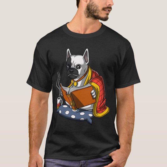 Camiseta Bulldog Francés Leyendo Un Libro (Anverso)
