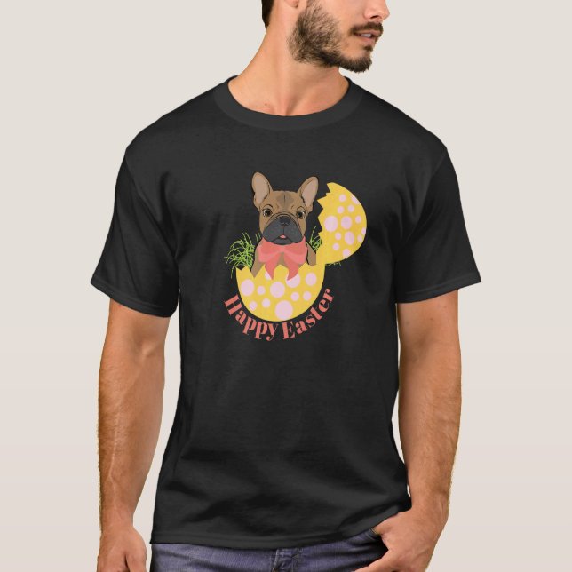 Camiseta Bulldog francés lindo Bunny Easter Egg Graphi (Anverso)