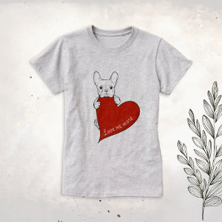 Camiseta Bulldog francés lindo con corazón rojo