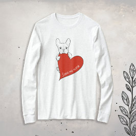 Camiseta Bulldog francés lindo con corazón rojo