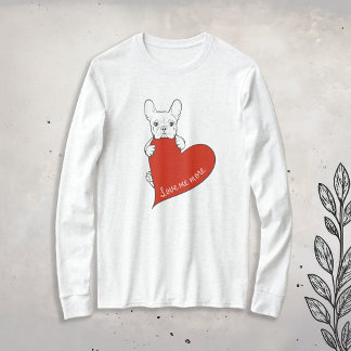 Camiseta Bulldog francés lindo con corazón rojo