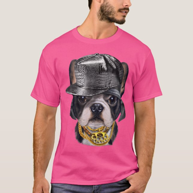 Camiseta Bulldog francés lindo con el tapón de rapero de ca (Anverso)