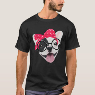 Camiseta Bulldog francés lindo con gafas de cabeza