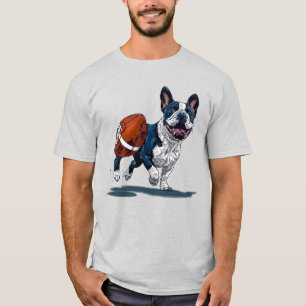 Camiseta Bulldog francés lindo jugando al fútbol