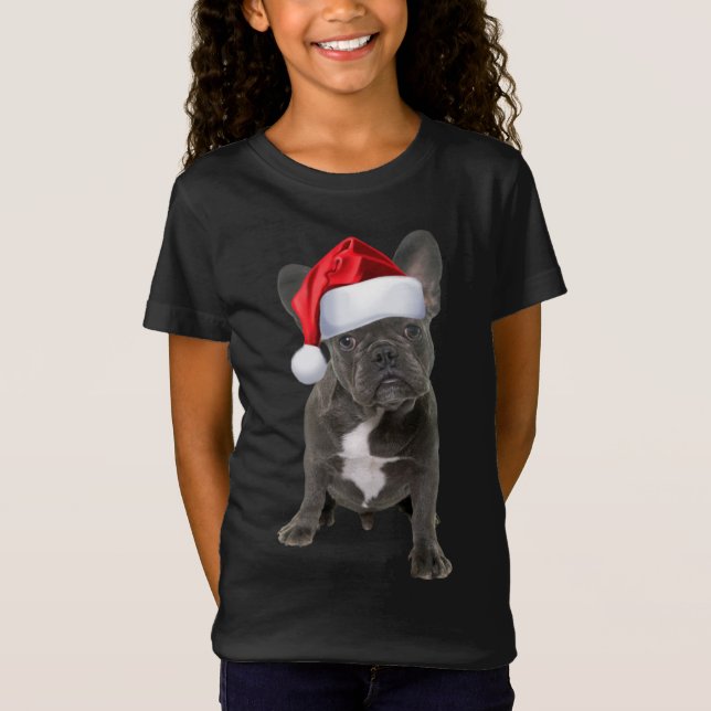 Camiseta Bulldog francés lindo Navidades divertidos de Sant (Anverso)
