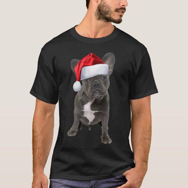 Camiseta Bulldog francés lindo Navidades divertidos de Sant (Anverso)