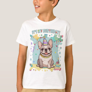 Camiseta Bulldog francés lindo Pastel es mi cumpleaños