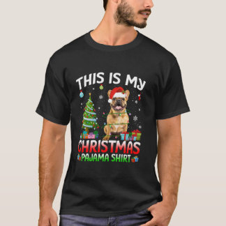Camiseta Bulldog francés lindo perro Santa Navidades alumbr
