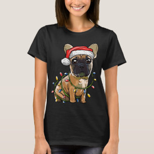 Camiseta Bulldog francés lindo Santa Christmas Tree Enfoca 