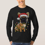 Camiseta Bulldog francés lindo Santa Christmas Tree Enfoca<br><div class="desc">Bulldog francés lindo Santa Christmas Tree ilumina navidades</div>