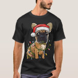 Camiseta Bulldog francés lindo Santa Christmas Tree Enfoca<br><div class="desc">Bulldog francés lindo Santa Christmas Tree ilumina navidades</div>