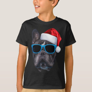 Camiseta Bulldog francés lindo Santa Hat Imagen Graciosa Ch