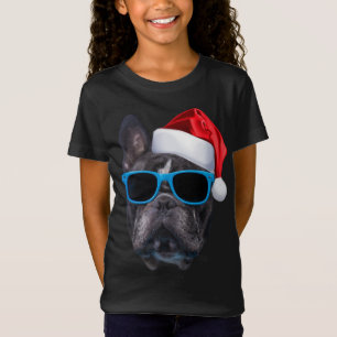 Camiseta Bulldog francés lindo Santa Hat Imagen Graciosa Ch