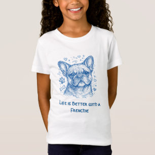 Camiseta Bulldog Francés línea azul doodle frenchie
