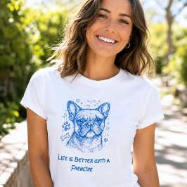 Camiseta Bulldog Francés línea azul doodle frenchie