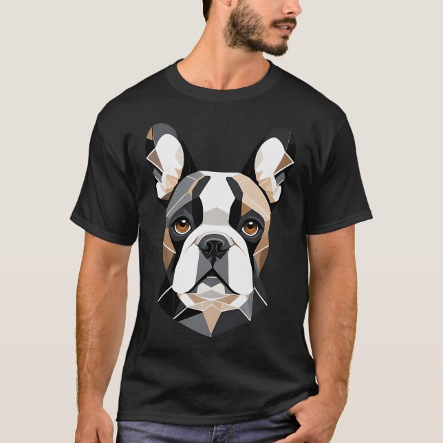 Camiseta Bulldog Francés - Low Poly - Minimalista  (Anverso)