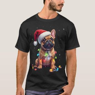 Camiseta Bulldog Francés Luces de Navidad Santa Bulldog Fra