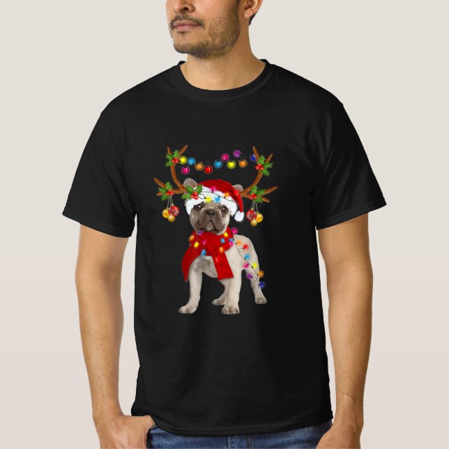 Camiseta Bulldog francés: magnífico árbol de navidad de ren (Anverso)