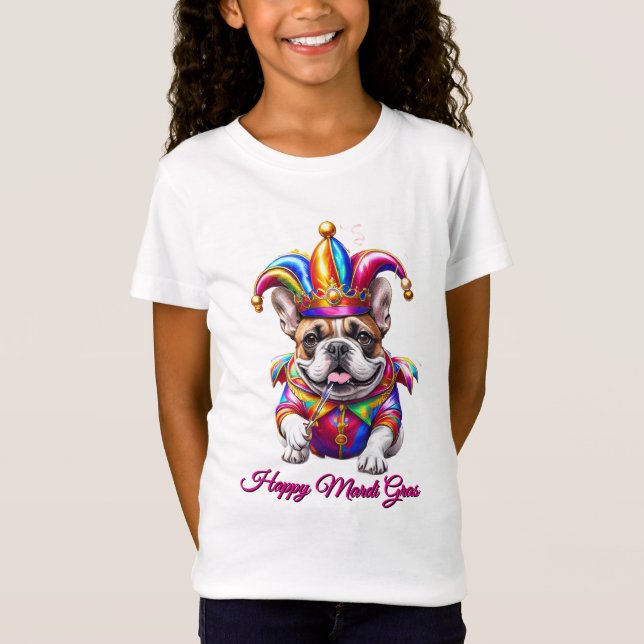 Camiseta Bulldog francés Mardi Gras (Anverso)