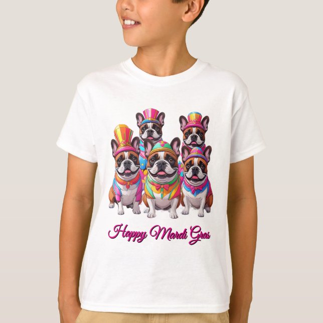 Camiseta Bulldog Francés Mardi Gras (Anverso)