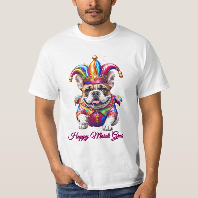 Camiseta Bulldog francés Mardi Gras (Anverso)