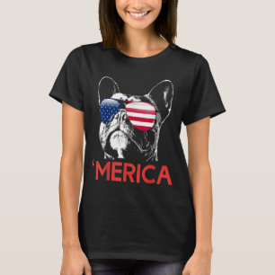 Camiseta Bulldog francés Merica Bandera Americana 4 de Juli