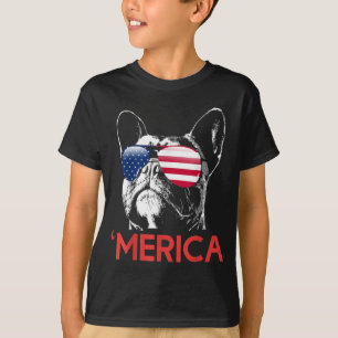Camiseta Bulldog francés Merica Bandera Americana 4 de Juli
