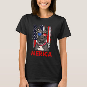 Camiseta Bulldog Francés Merica Patriótico Bandera American