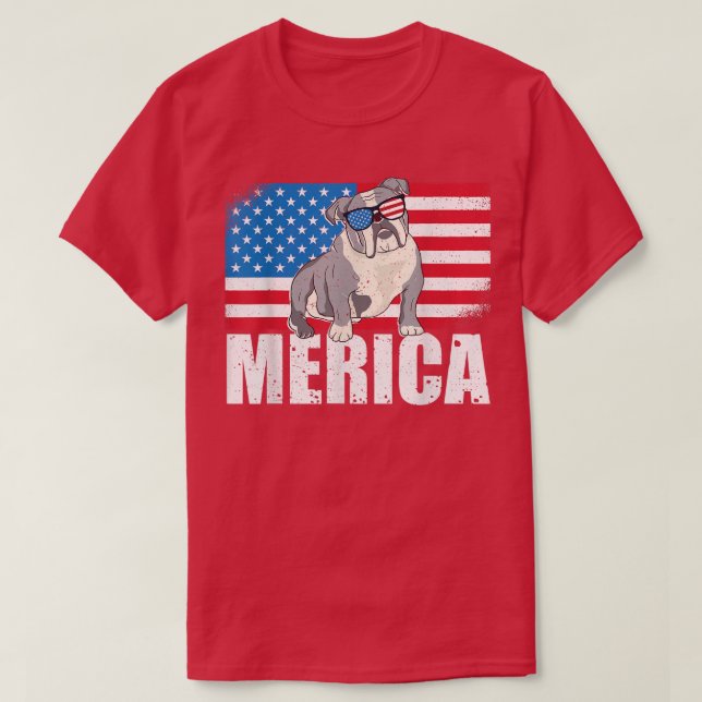 Camiseta Bulldog francés Merica Perro favorito Rama Bandera (Diseño del anverso)