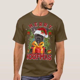 Camiseta Bulldog francés Merry Xmas Woofmas Xmas Luces Sant