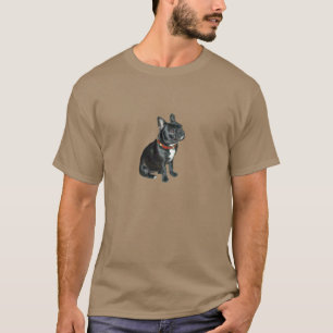 Camiseta Bulldog francés - Negro con cuello rojo