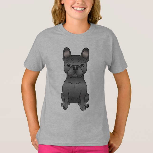 Camiseta Bulldog Francés Negro / Frenchie Perro de Dibujos  (Anverso)