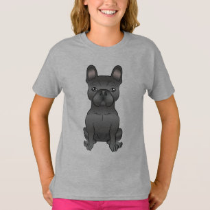 Camiseta Bulldog francés negro / perro caricaturista francé