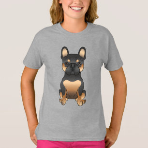 Camiseta Bulldog francés negro y negro/perro caricaturista