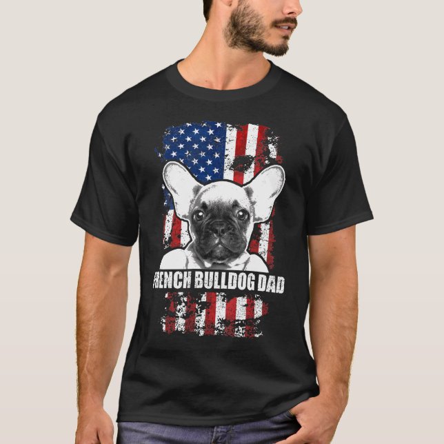 Camiseta Bulldog francés papá orgulloso perro de bandera es (Anverso)