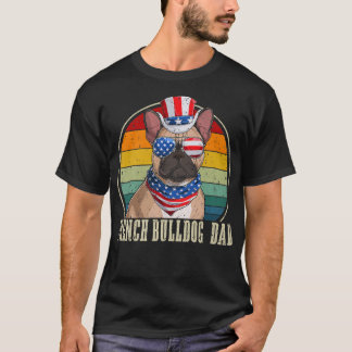 Camiseta Bulldog Francés Papá Retro Gafas De Sol 4 De Julio