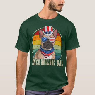 Camiseta Bulldog Francés Papá Retro Gafas De Sol 4 De Julio