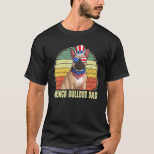 Camiseta Bulldog Francés Papá Retro Gafas De Sol 4 De Julio
