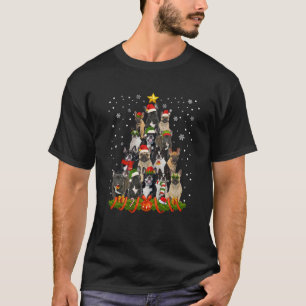 Camiseta Bulldog francés Perro Árbol de Navidad Santa Hat N