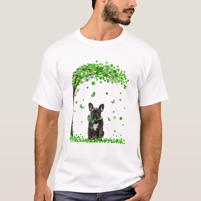 Camiseta Bulldog francés Perro Green Irlandés Shamrock Clov (Anverso)